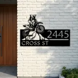Custom Metal Dirtbike Motocross rider Mountain climbing Metal Address Sign, House number, Outdoor Number Signage, Yard Sign Address Plate