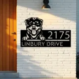 Custom Metal Rottweiler Dog Cute puppy Metal Address Sign House number Hanging Address Plaque Yard Sign Outdoor decor