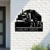 Custom Metal Semi truck driver trucker Metal Address Sign, House number, Outdoor Number Signage, Yard Sign Address Plate