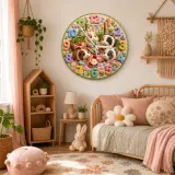 Meerschweinchen-Picknick Wanduhr für Kinderzimmer | Verspielt Pastell Tier-Kinderzimmer Dekor, Süßes Babyparty Geschenk für das Mädchenzimmer (34,5 cm)