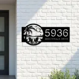 Custom Metal Palm Tree with Chairs on Beach Metal Address Sign, House number, Outdoor Number Signage, Yard Sign Address Plate