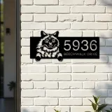 Custom Metal Balinese Cute peeking cat kitten Metal Address Sign, House number, Outdoor Number Signage, Yard Sign Address Plate