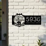 Custom Metal Halloween black cat pumpkins bats Metal Address Sign Custom House number Hanging Address Plaque Yard Outdoor Sign