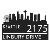 Custom Metal Seattle city skyline Metal Address Sign Hanging Address Plaque house number Yard Outdoor Sign
