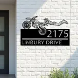 Custom Metal Motocross dirtbike biker Metal Address Sign, House number, Outdoor Number Signage, Yard Sign Address Plate
