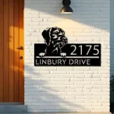 Custom Metal Wirehaired Vizsla dog Puppy Metal Address Sign House number Hanging Address Plaque Yard Sign Outdoor decor