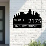 Custom Metal Virginia city skyline Metal Address Sign Hanging Address Plaque house number Yard Outdoor Sign