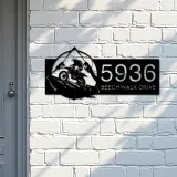 Custom Metal Dirtbike motocross biker Metal Address Sign, House number, Outdoor Number Signage, Yard Sign Address Plate