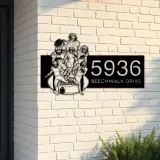 Custom Metal Football player Sport Metal Address Sign, House number, Outdoor Number Signage, Yard Sign Address Plate
