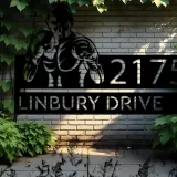 Custom Metal Boxing fighter boxer Metal Address Sign, House number, Outdoor Number Signage, Yard Sign Address Plate002