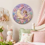 Magical Fairy on Moon Kids Room Wall Clock