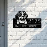 Custom Metal Bernese Mountain dog Puppy Metal Address Sign House number Hanging Address Plaque Yard Sign Outdoor decor