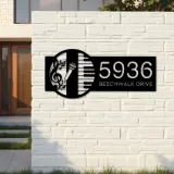 Custom Metal Music piano Metal Address Sign, House number, Outdoor Number Signage, Yard Sign Address Plate