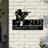 Custom Metal Deer hunter deer hunting Metal Address Sign, House number, Outdoor Number Signage, Yard Sign Address Plate