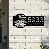 Custom Metal Chef cook cooking US flag Metal Address Sign, House number, Outdoor Number Signage, Yard Sign Address Plate