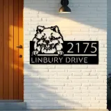 Custom Metal Pomeranian dog Cute puppy Metal Address Sign House number Hanging Address Plaque Yard Sign Outdoor decor