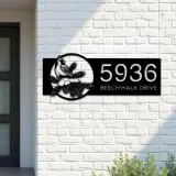 Custom Metal Northern cardinal bird Metal Address Sign, House number, Outdoor Number Signage, Yard Sign Address Plate
