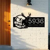 Custom Metal Deer mountain wild scene Metal Address Sign, House number, Outdoor Number Signage, Yard Sign Address Plate