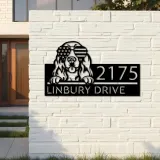 Custom Metal Cocker Spaniel dog US flag glasses Metal Address Sign House number Hanging Address Plaque Yard Sign Outdoor decor