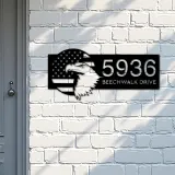Custom Metal USA eagle with flag patriotic Metal Address Sign, House number, Outdoor Number Signage, Yard Sign Address Plate