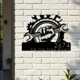 Custom Metal Mechanic tools carpenter Metal Address Sign, House number, Outdoor Number Signage, Yard Sign Address Plate