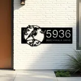 Custom Metal Robin Bird on floral wrealth Metal Address Sign, House number, Outdoor Number Signage, Yard Sign Address Plate