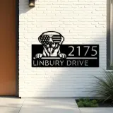 Custom Metal Labrador dog US flag glasses Metal Address Sign House number Hanging Address Plaque Yard Sign Outdoor decor