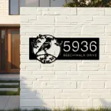 Custom Metal Robin Bird on floral wrealth Metal Address Sign, House number, Outdoor Number Signage, Yard Sign Address Plate