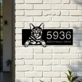 Custom Metal Bengal Cute peeking cat kitten Metal Address Sign, House number, Outdoor Number Signage, Yard Sign Address Plate