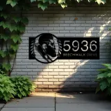 Custom Metal Barber shop hair dresser salon Metal Address Sign Custom House number Hanging Address Plaque Yard Sign Outdoor