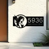 Custom Metal Fairy Metal Address Sign Custom Hanging Address Plaque House number Yard Sign Outdoor Sign