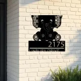 Custom Metal Cute Baby elephant Metal Address Sign, House number, Outdoor Number Signage, Yard Sign Address Plate