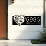 Custom Metal Hummingbird flowers heart shape Metal Address Sign, House number, Outdoor Number Signage, Yard Sign Address Plate