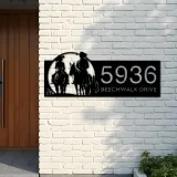 Custom Metal Cowboy horse rider Metal Address Sign, House number, Outdoor Number Signage, Yard Sign Address Plate