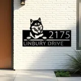 Custom Metal Siberian Husky dog Puppy Metal Address Sign House number Hanging Address Plaque Yard Sign Outdoor decor
