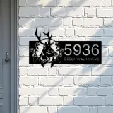 Custom Metal Floral deer head Metal Address Sign, House number, Outdoor Number Signage, Yard Sign Address Plate