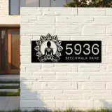 Custom Metal Yoga mandala meditation Metal Address Sign, House number, Outdoor Number Signage, Yard Sign Address Plate