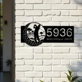 Custom Metal Golfer Golf Club Metal Address Sign, House number, Outdoor Number Signage, Yard Sign Address Plate