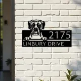 Custom Metal Boxer dog cute puppy Metal Address Sign House number Hanging Address Plaque Yard Sign Outdoor decor