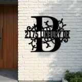 Custom Metal Floral Monogram Split Letter B Metal Address Sign House number Hanging Address Plaque Yard Sign Outdoor decor