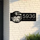 Custom Metal Chef cook cooking US flag Metal Address Sign, House number, Outdoor Number Signage, Yard Sign Address Plate