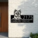 Custom Metal Australian terrier dog Puppy Metal Address Sign House number Hanging Address Plaque Yard Sign Outdoor decor