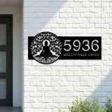 Custom Metal Buddha tree of life Metal Address Sign, House number, Outdoor Number Signage, Yard Sign Address Plate