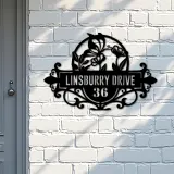 Custom Metal Butterfly flowers Metal Address Sign, House number, Outdoor Number Signage, Yard Sign Address Plate001