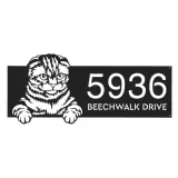 Custom Metal Scottish fold Cute peeking cat Metal Address Sign, House number, Outdoor Number Signage, Yard Sign Address Plate