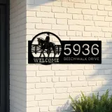 Custom Metal Horse Rider welcome Metal Address Sign, House number, Outdoor Number Signage, Yard Sign Address Plate