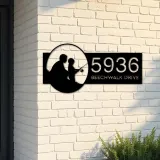 Custom Metal Father and son fishing Metal Address Sign, House number, Outdoor Number Signage, Yard Sign Address Plate