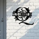 Custom Metal Floral Monogram Split Letter Q Metal Address Sign House number Hanging Address Plaque Yard Sign Outdoor decor
