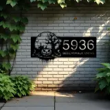 Custom Metal Haunted scene halloween pumpkin Metal Address Sign Custom House number Hanging Address Plaque Yard Outdoor Sign