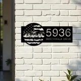 Custom Metal F 16 fighter airplane US flag Metal Address Sign House number Hanging Address Plaque Yard Sign Outdoor